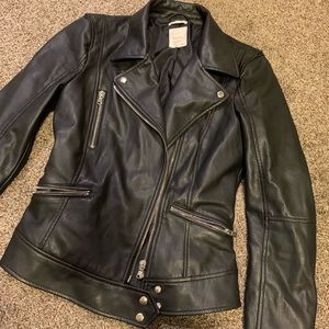 ZARA Black Faux Leather Jacket Size Small